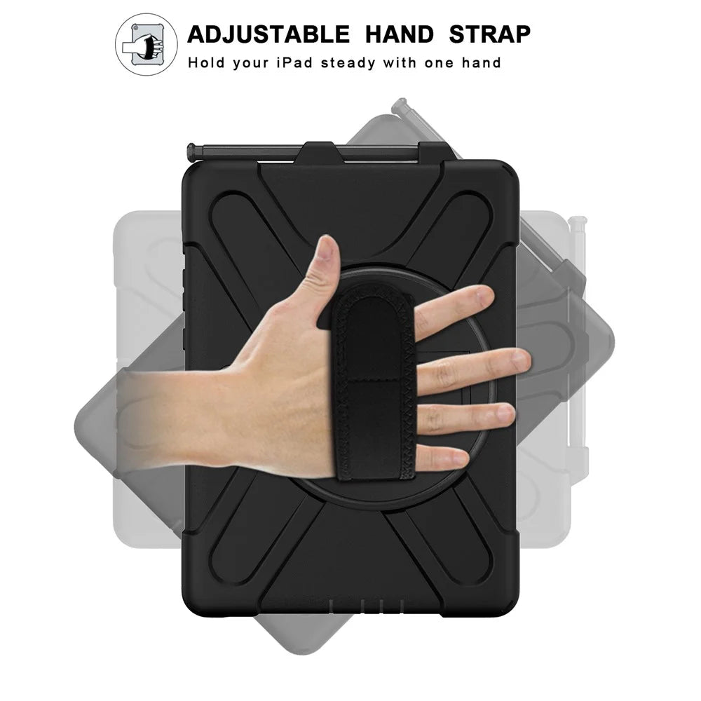 PC+Silicone Kickstand Case with Strap for Samsung Galaxy Tab Active5 Pro X350 / X356B / Active Pro T540 / T545 / T547 / Active4 Pro T630 / T636 - Black - 6