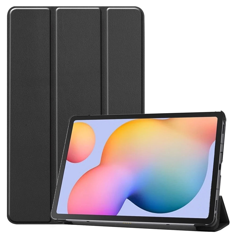 Tablet Case for Samsung Galaxy Tab S6 Lite (2024) / (2022) / (2020) Tri-Fold Stand PU Leather Cover - Black - 1