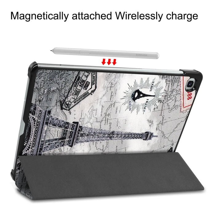 Pattern Printing Tri-fold Stand Leather Tablet Shell for Samsung Galaxy Tab S6 Lite (2024) / (2022) / (2020) - Eiffel Tower - 6