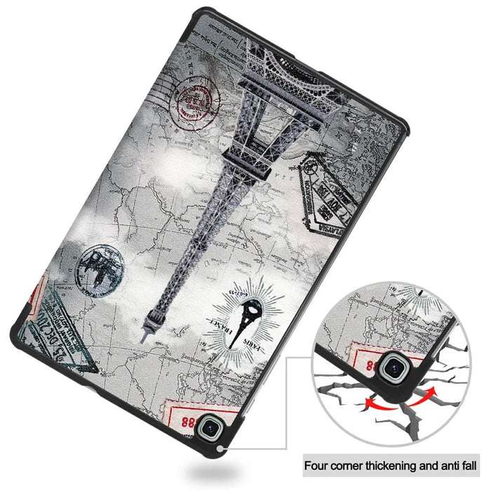 Pattern Printing Tri-fold Stand Leather Tablet Shell for Samsung Galaxy Tab S6 Lite (2024) / (2022) / (2020) - Eiffel Tower - 7
