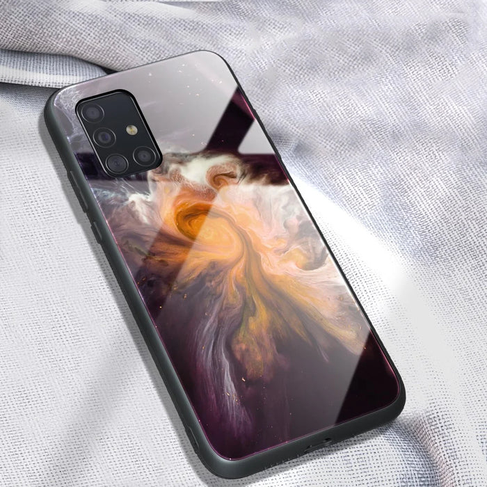 Marble Texture Tempered Glass Back + TPU Combo Shell for Samsung Galaxy A51 - Style A - 1