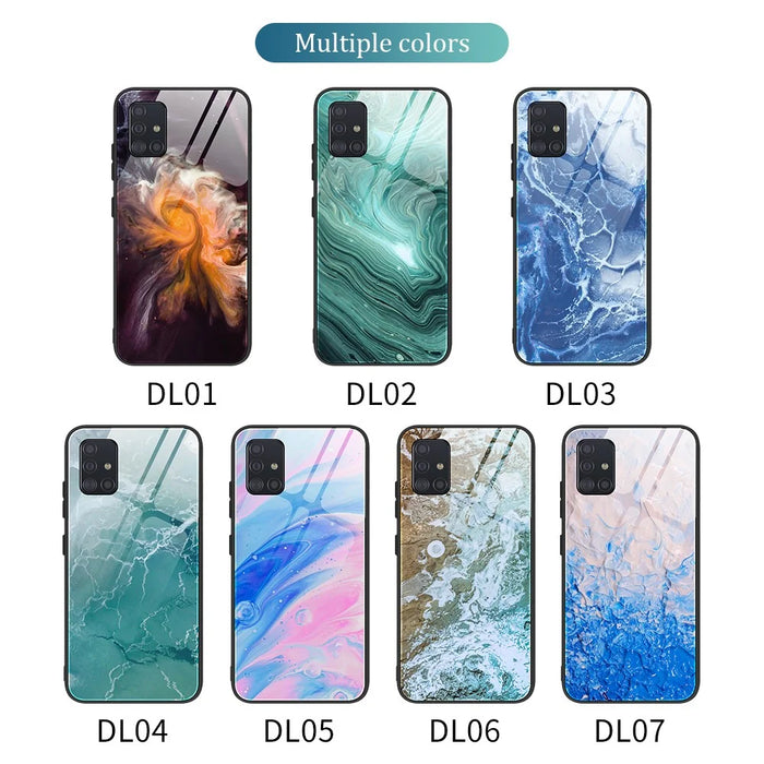 Marble Texture Tempered Glass Back + TPU Combo Shell for Samsung Galaxy A51 - Style A - 3