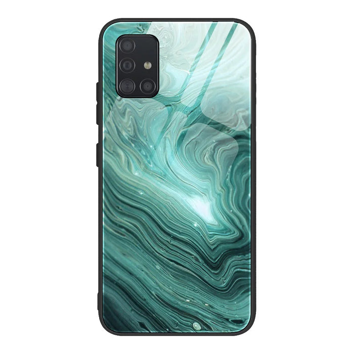 Protection Marble Texture Tempered Glass Back + TPU Combo Case for Samsung Galaxy A71 - Style B - 2