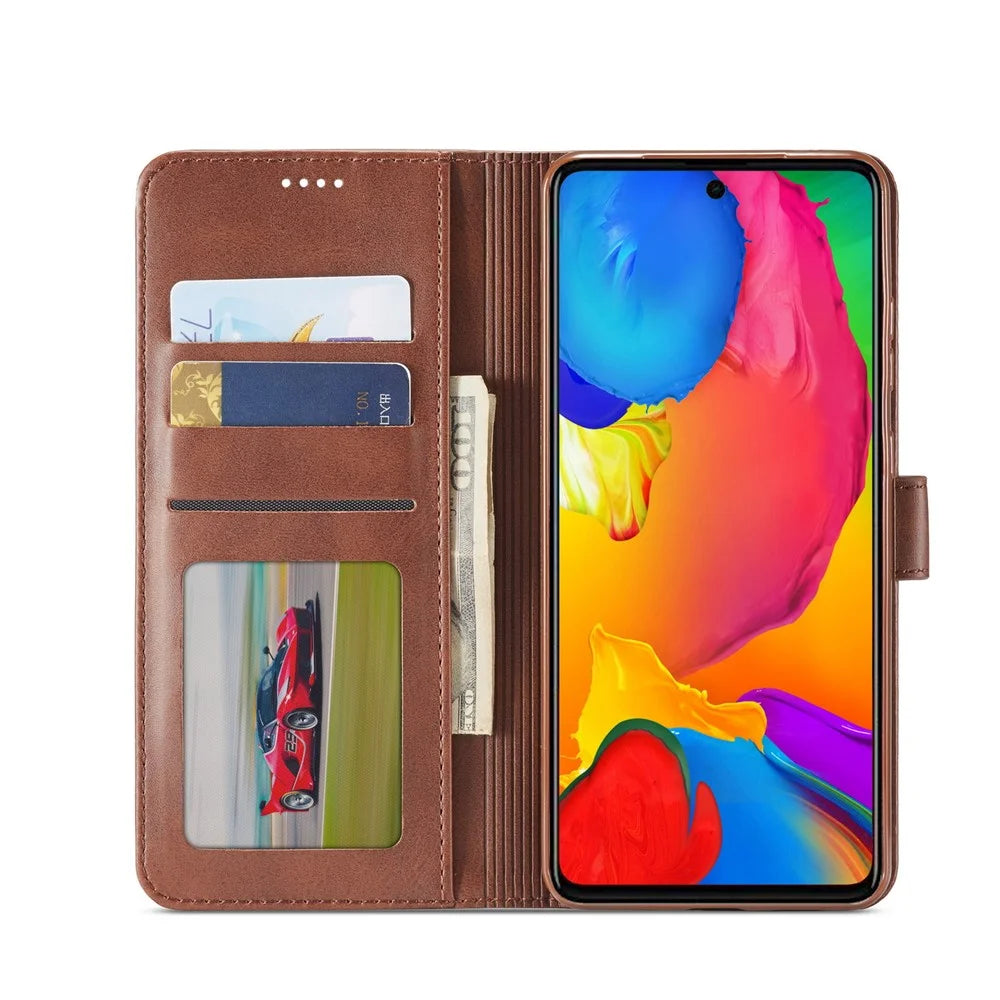 LC.IMEEKE Leather Wallet Stand Case for Samsung Galaxy A81/Note 10 Lite - Coffee - 4