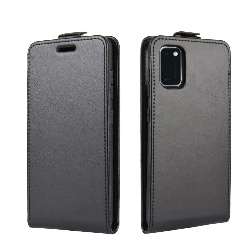 Vertical Flip Crazy Horse Leather Case with Card Slot for Samsung Galaxy A41 - Black - 2