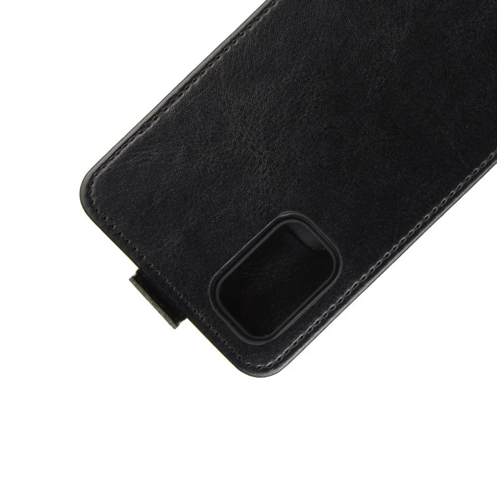 Vertical Flip Crazy Horse Leather Case with Card Slot for Samsung Galaxy A41 - Black - 3