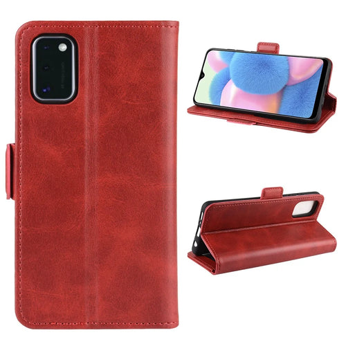 Magnetic PU Leather Wallet Flip Phone Shell for Samsung Galaxy A41 - Red - 1