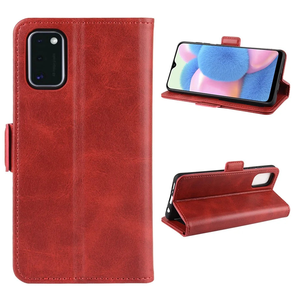 Magnetic PU Leather Wallet Flip Phone Shell for Samsung Galaxy A41 - Red - 1