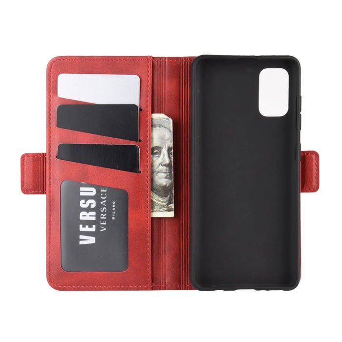 Magnetic PU Leather Wallet Flip Phone Shell for Samsung Galaxy A41 - Red - 3