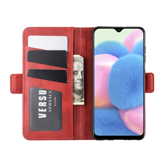 Magnetic PU Leather Wallet Flip Phone Shell for Samsung Galaxy A41 - Red - 4