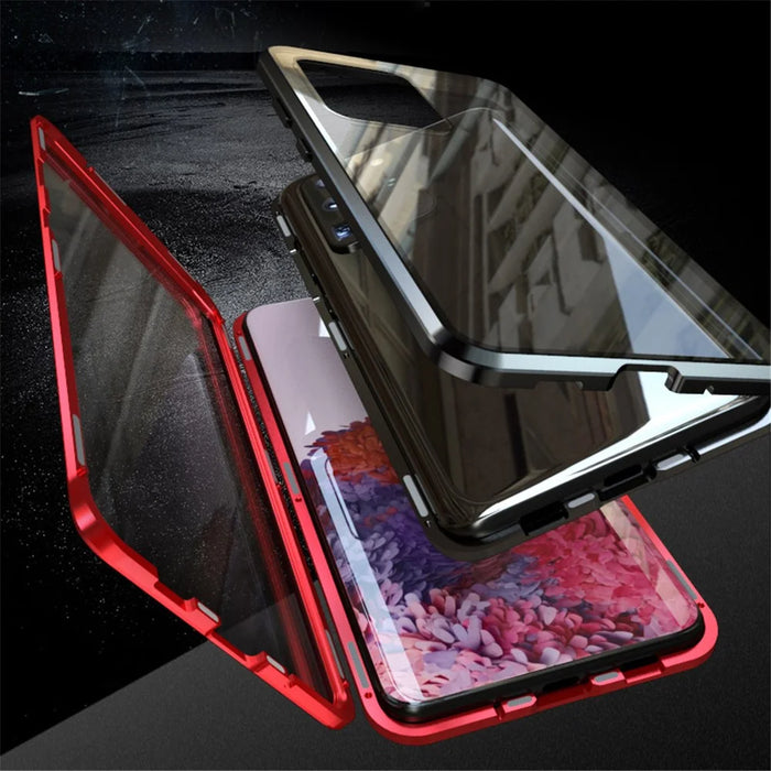 Phone Case Magnetic Frame + Tempered Glass Full Covering Phone Shell for Samsung Galaxy S20 Ultra - Black - 2