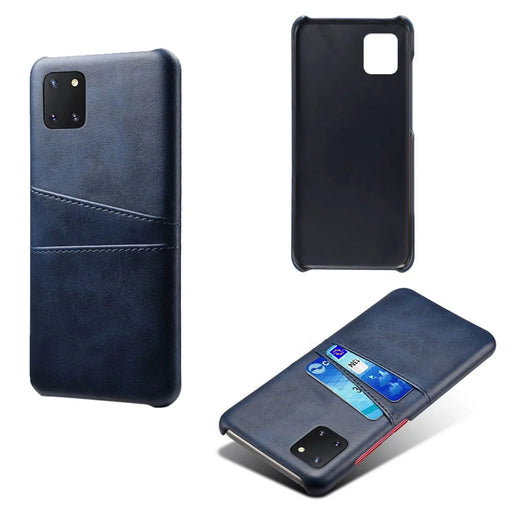 Double Card Slots PU Leather Coated PC Case for Samsung Galaxy A81 / Note 10 Lite - Blue - 2
