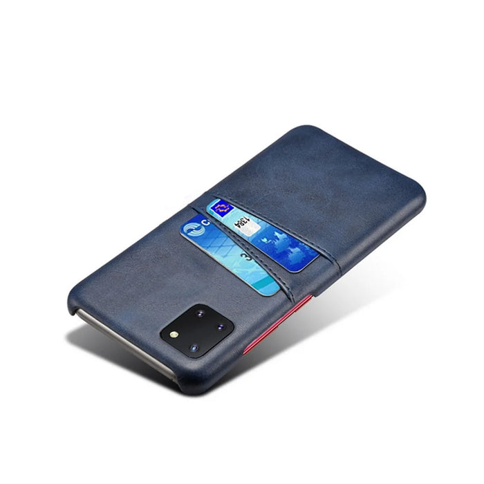Double Card Slots PU Leather Coated PC Case for Samsung Galaxy A81 / Note 10 Lite - Blue - 4