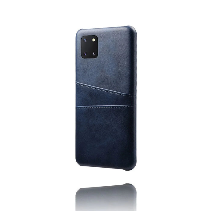 Double Card Slots PU Leather Coated PC Case for Samsung Galaxy A81 / Note 10 Lite - Blue - 5