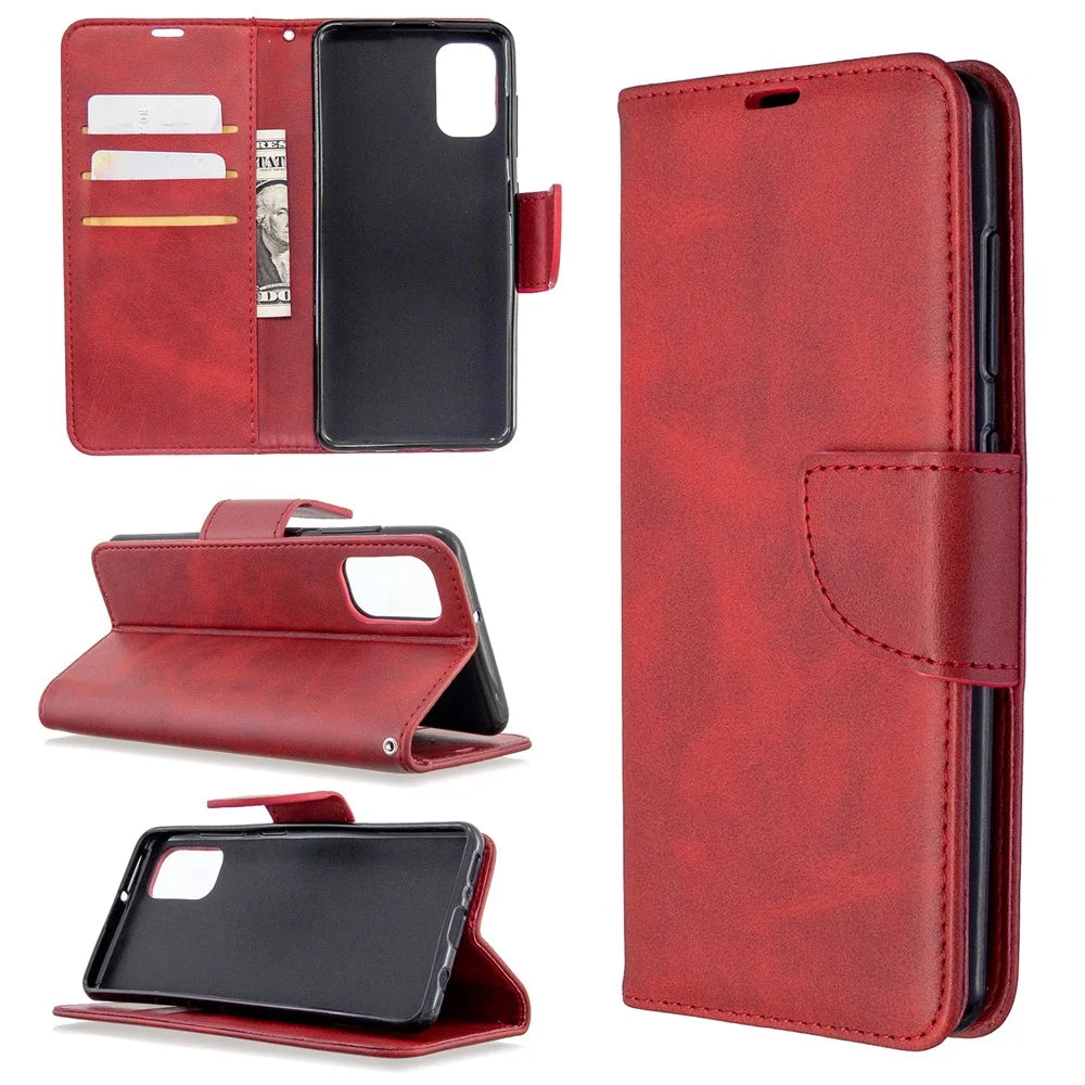 PU Leather Phone Wallet with Stand Phone Cover for Samsung Galaxy A41 (Global Version) - Red - 1