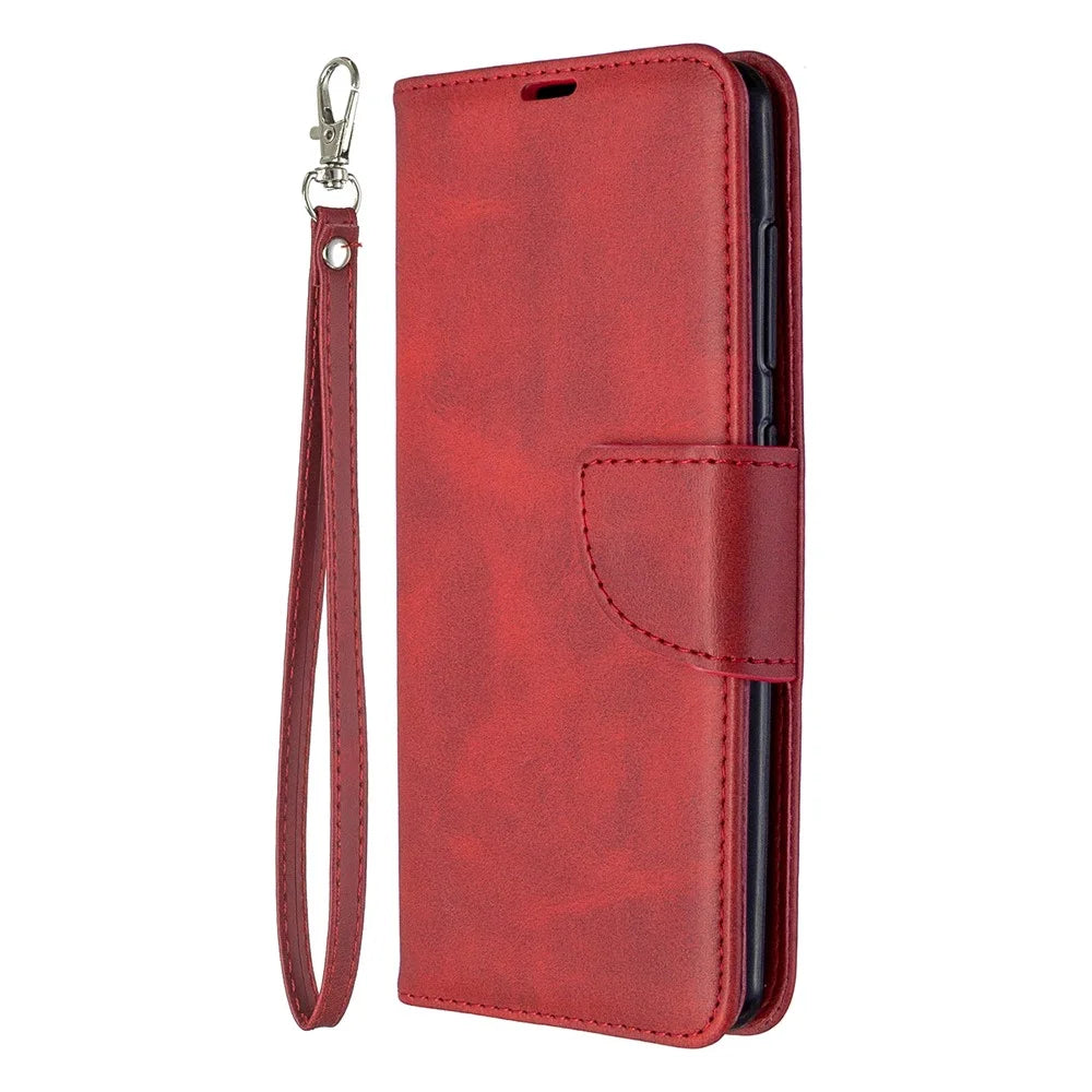 PU Leather Phone Wallet with Stand Phone Cover for Samsung Galaxy A41 (Global Version) - Red - 2