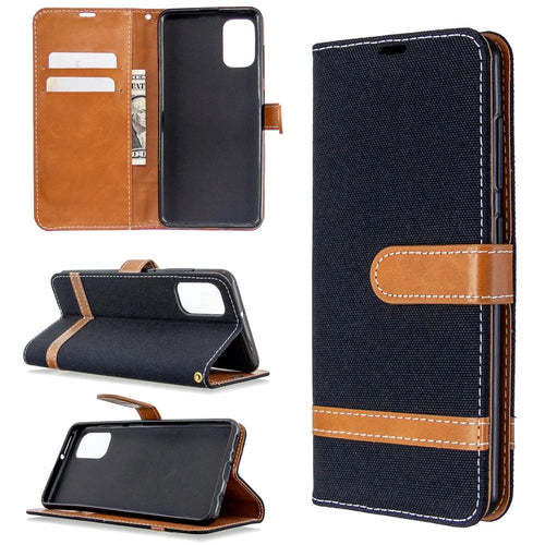 Assorted Color Jeans Cloth Leather Phone Case for Samsung Galaxy A41 (Global Version) - Black - 1