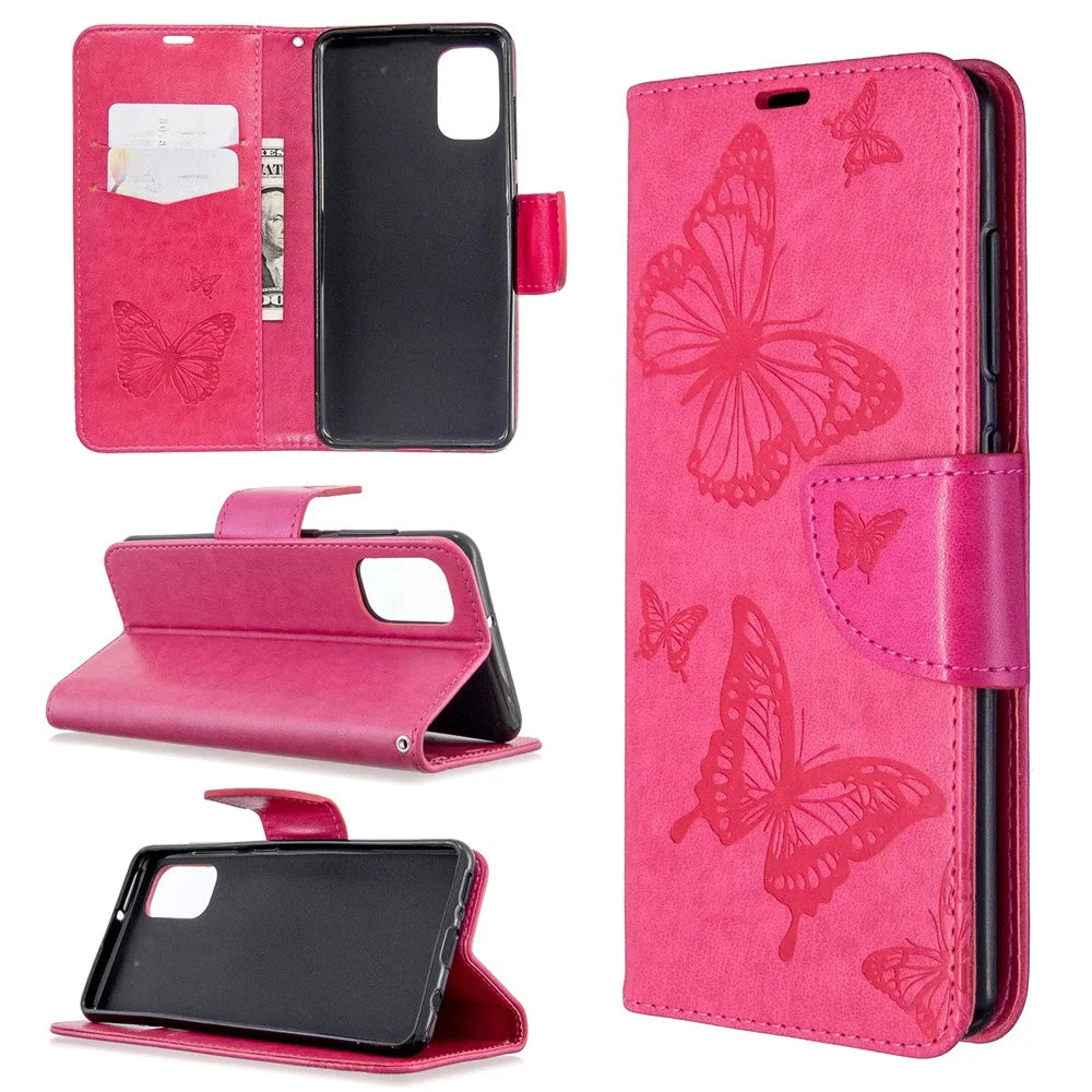 Imprint Butterfly Special PU Leather Phone Case for Samsung Galaxy A41 (Global Version) - Rose - 1