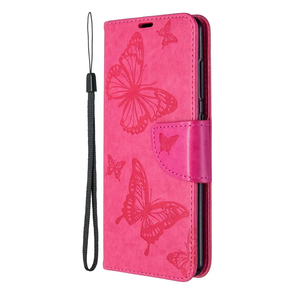 Imprint Butterfly Special PU Leather Phone Case for Samsung Galaxy A41 (Global Version) - Rose - 2