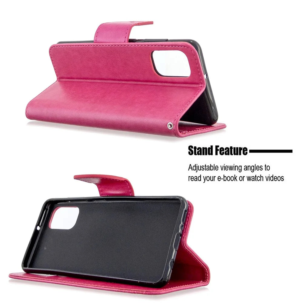 Imprint Butterfly Special PU Leather Phone Case for Samsung Galaxy A41 (Global Version) - Rose - 5