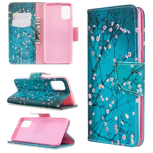 Pattern Printing Leather Wallet Case for Samsung Galaxy A41 (Global Version) - Tree with Flowers - 1