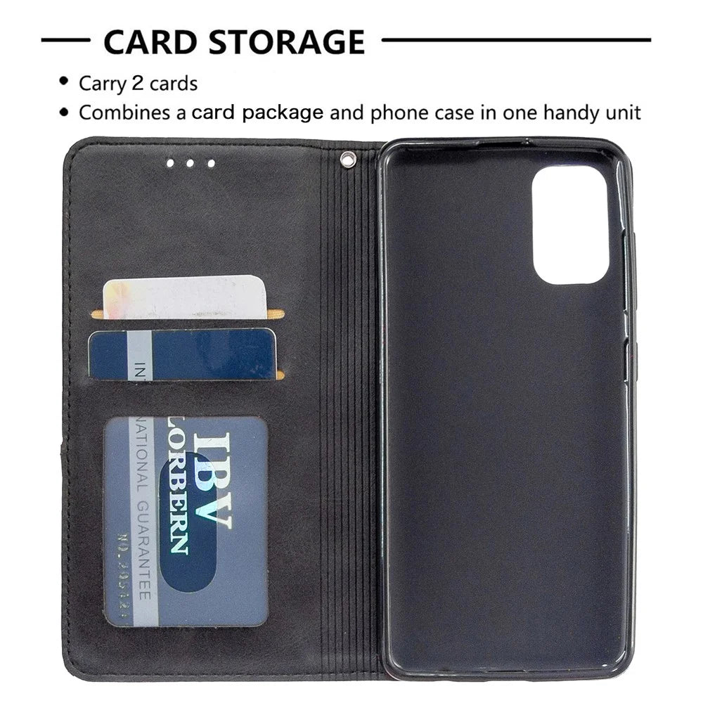 Geometric Leather Phone Case Card Holder Shell for Samsung Galaxy A41 (Global Version) - Black - 6