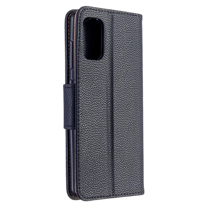 Litchi Skin with Wallet Leather Stand Case for Samsung Galaxy A41 (Global Version) - Black - 3
