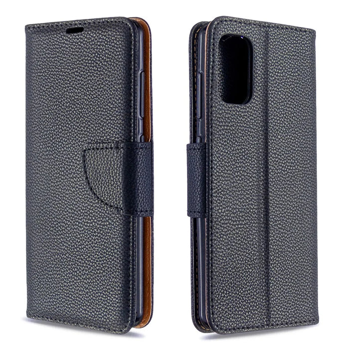 Litchi Skin with Wallet Leather Stand Case for Samsung Galaxy A41 (Global Version) - Black - 4