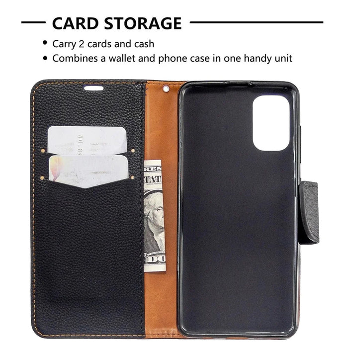Litchi Skin with Wallet Leather Stand Case for Samsung Galaxy A41 (Global Version) - Black - 6