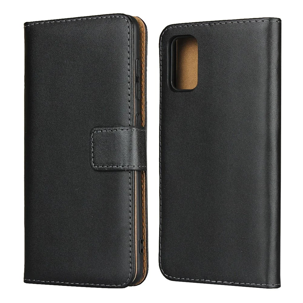 Full Coverage Genuine Leather Shell with Stand Wallet Protective Case for Samsung Galaxy A41 (Global Version) - 1