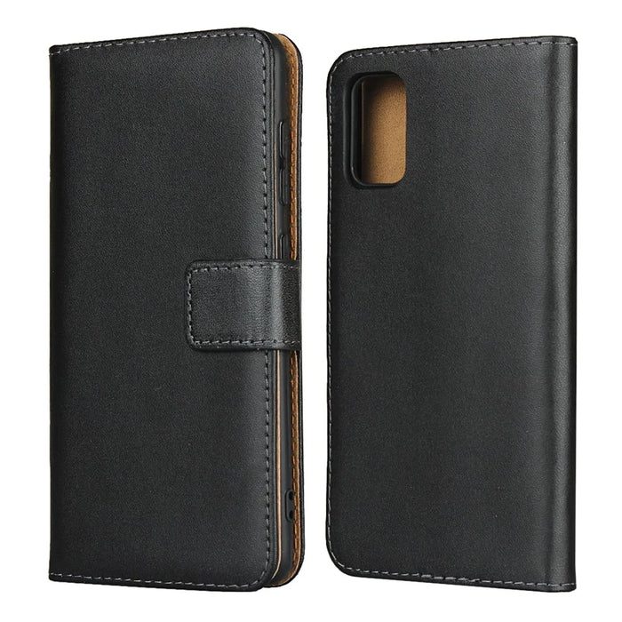 Full Coverage Genuine Leather Shell with Stand Wallet Protective Case for Samsung Galaxy A41 (Global Version) - 1