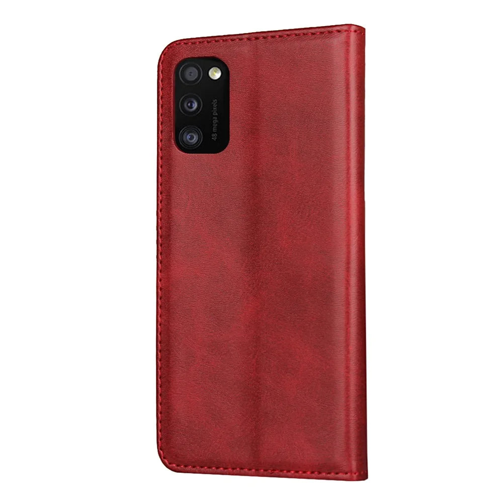Auto-absorbed Leather Cell Phone Shell for Samsung Galaxy A41 (Global Version) Cell Phone Accessory - Red - 3
