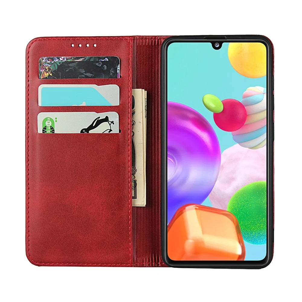 Auto-absorbed Leather Cell Phone Shell for Samsung Galaxy A41 (Global Version) Cell Phone Accessory - Red - 4