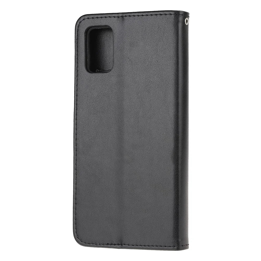 Imprint Butterfly Flower Wallet Leather Cell Phone Case for Samsung Galaxy A41 (Global Version) - Black - 3