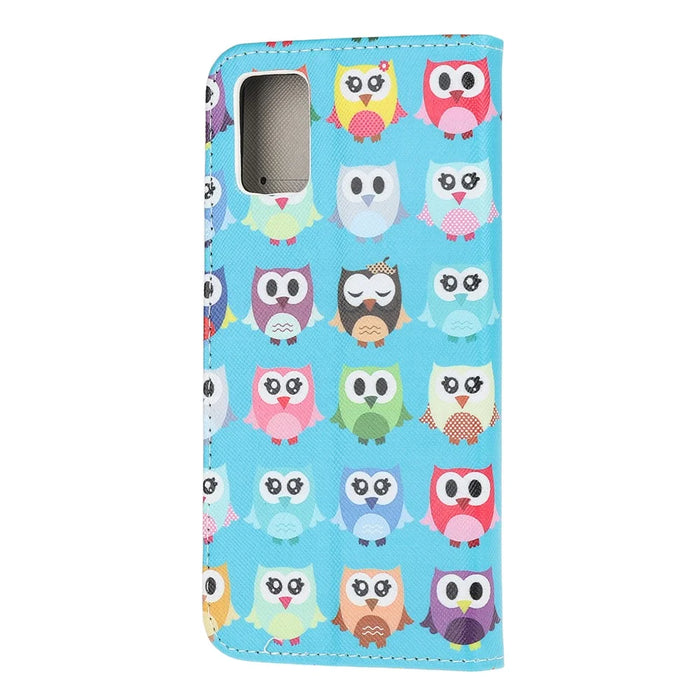 Pattern Printing Cross Texture Leather Wallet Case for Samsung Galaxy A41 (Global Version) - Multiple Owls - 3