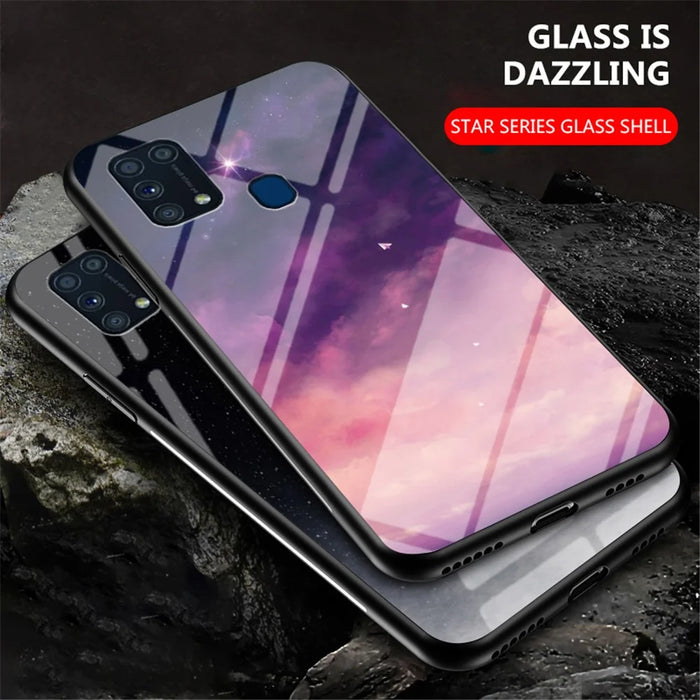 Starry Sky Tempered Glass + PC + TPU Combo Case for Samsung Galaxy M31 - Fantasy Sky - 3