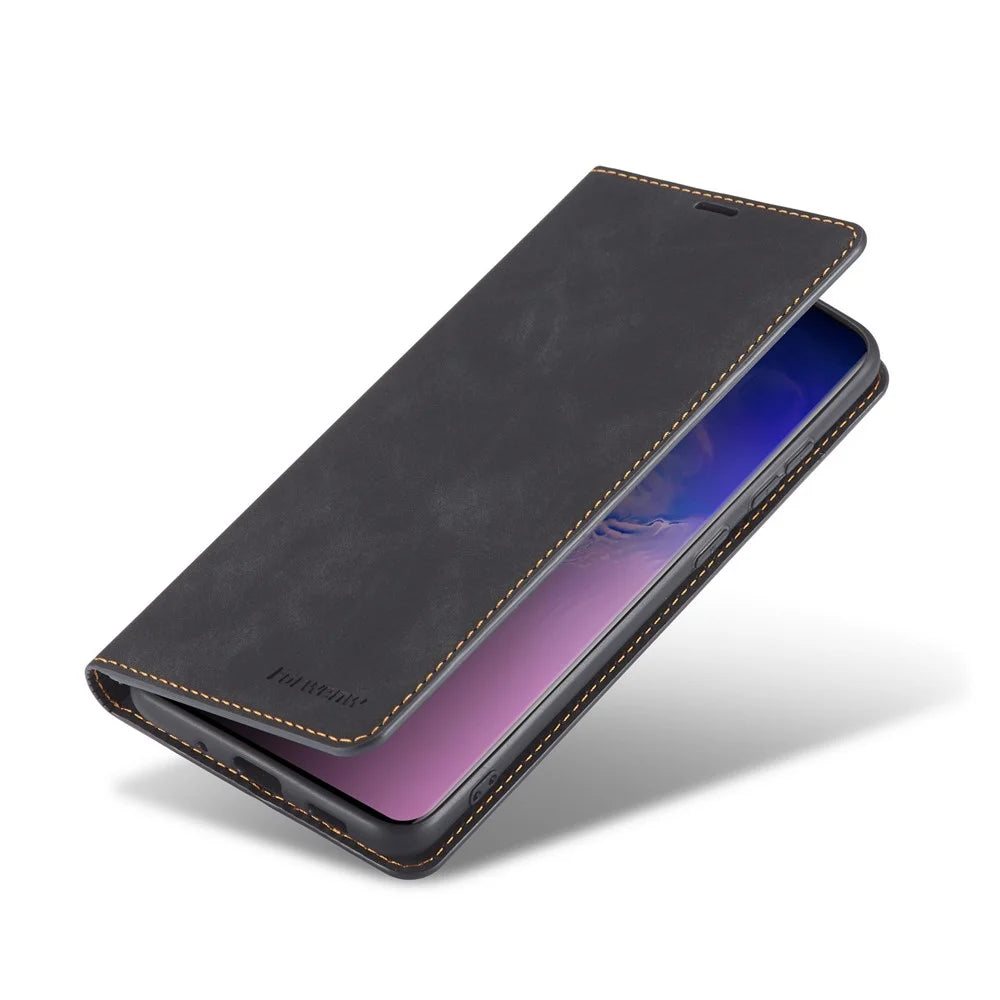 FORWENW Fantasy Series Silky Touch Leather Wallet Stand Case for Samsung Galaxy A91/S10 Lite - Black - 3