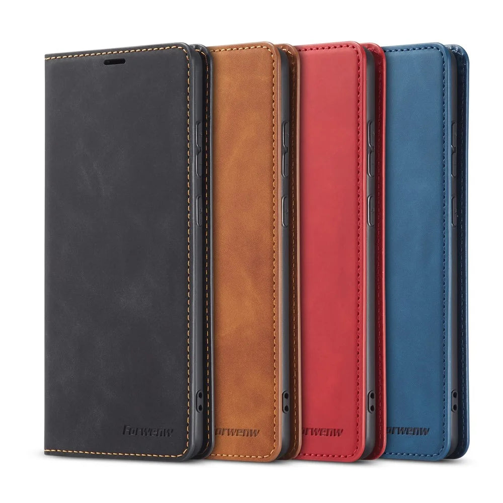 FORWENW Fantasy Series Silky Touch Leather Wallet Stand Case for Samsung Galaxy A91/S10 Lite - Black - 6