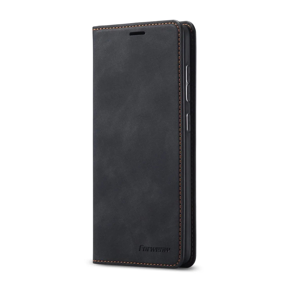 FORWENW Fantasy Series Silky Touch PU Leather Stand Case for Samsung Galaxy A71 - Black - 2