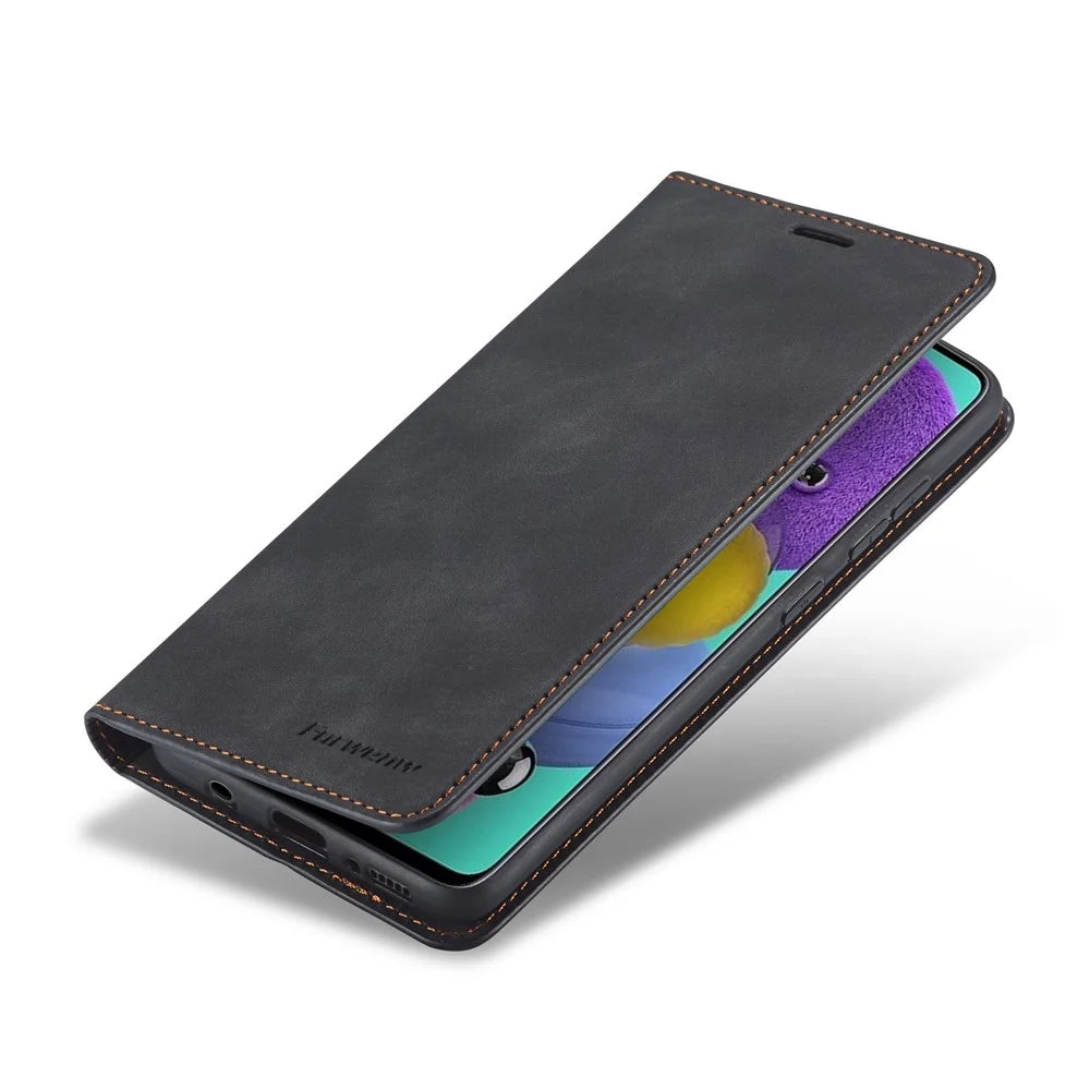 FORWENW Fantasy Series Silky Touch PU Leather Stand Case for Samsung Galaxy A71 - Black - 5