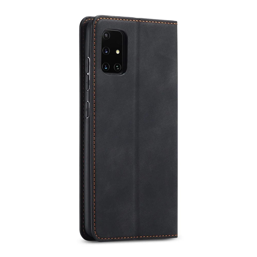 FORWENW Fantasy Series Silky Touch Cell Phone Leather Wallet Case for Samsung Galaxy A51 - Black - 3