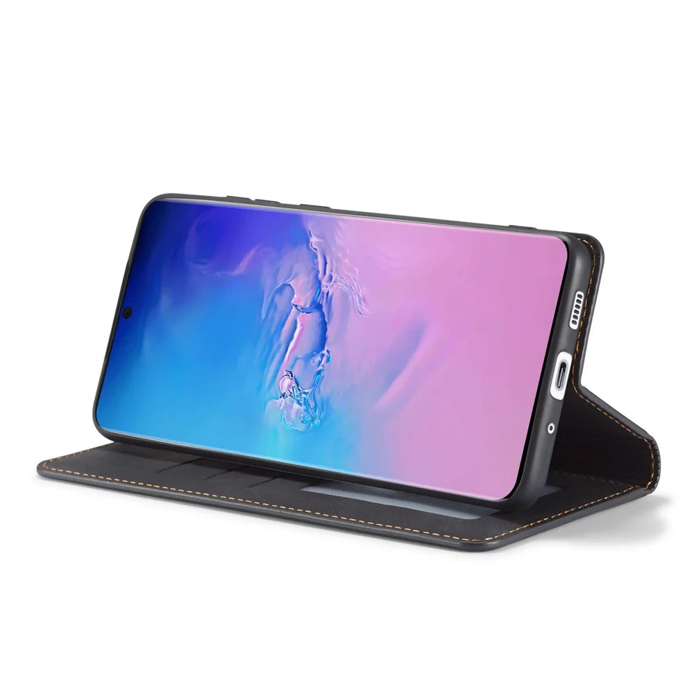 FORWENW Fantasy Series Silky Touch Wallet Leather Stand Case for Samsung Galaxy S20 Plus - Black - 4