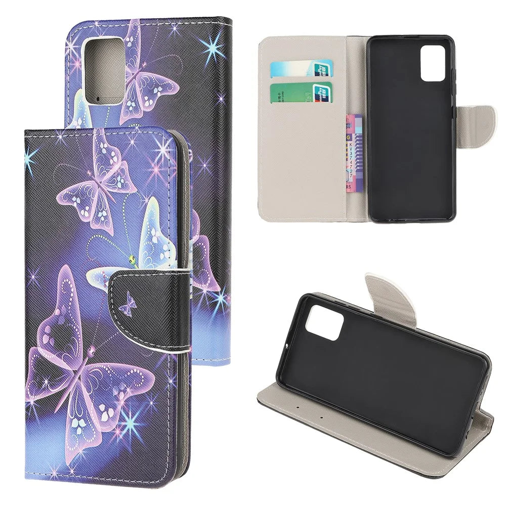 Pattern Printing Cross Texture Leather Wallet Case for Samsung Galaxy A51 5G - Vivid Butterflies - 1