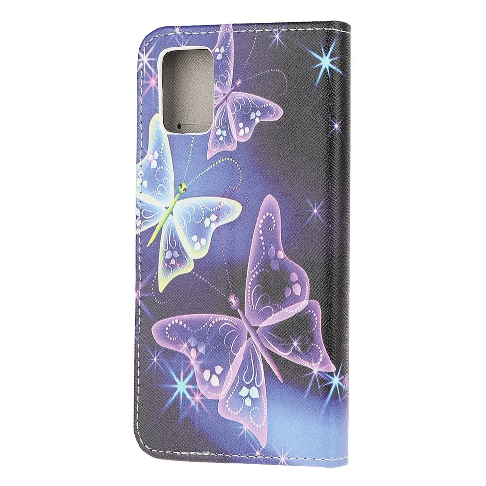 Pattern Printing Cross Texture Leather Wallet Case for Samsung Galaxy A51 5G - Vivid Butterflies - 3