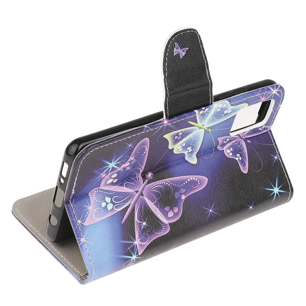 Pattern Printing Cross Texture Leather Wallet Case for Samsung Galaxy A51 5G - Vivid Butterflies - 4