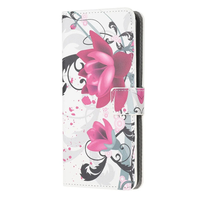 Pattern Printing Wallet Leather Stand Case for Samsung Galaxy A51 5G - Purple Flowers - 2