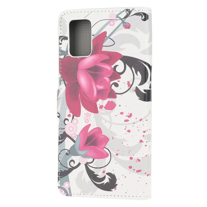 Pattern Printing Wallet Leather Stand Case for Samsung Galaxy A51 5G - Purple Flowers - 3