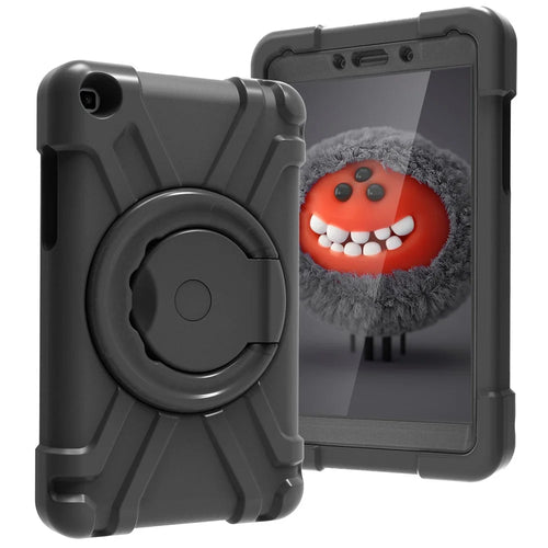 360° Swivel Kickstand PC+Silicone Tablet Shell for Samsung Galaxy Tab A 8.0 Wi-Fi (2019) SM-T290/SM-T295 - All Black - 1