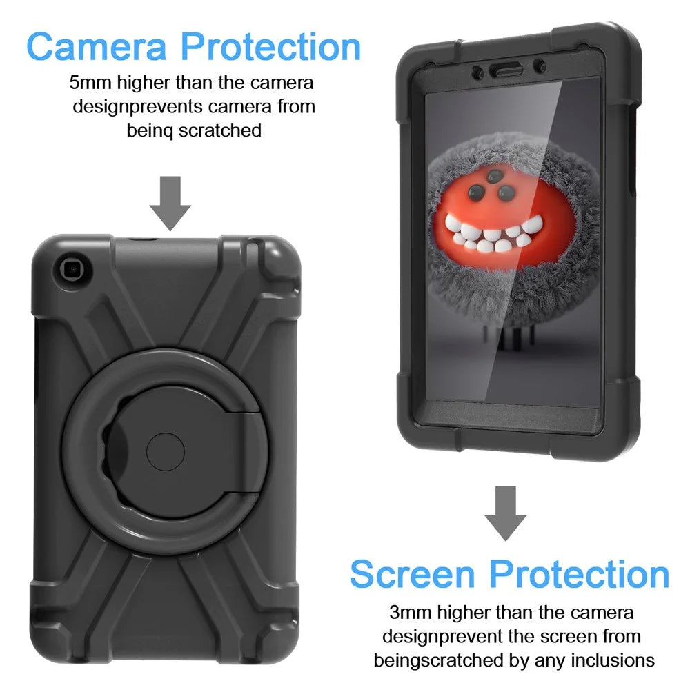 360° Swivel Kickstand PC+Silicone Tablet Shell for Samsung Galaxy Tab A 8.0 Wi-Fi (2019) SM-T290/SM-T295 - All Black - 2