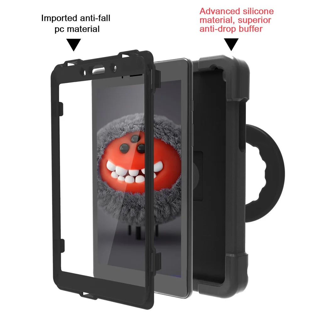360° Swivel Kickstand PC+Silicone Tablet Shell for Samsung Galaxy Tab A 8.0 Wi-Fi (2019) SM-T290/SM-T295 - All Black - 6